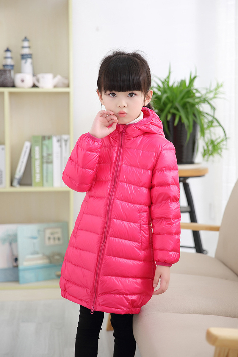 羽绒服童装新款秋冬轻薄连帽中长款女童外套小孩公主的上衣