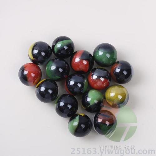 100 PCs 16mm Porcelain Black Red Yellow Blue round Flower Glass Beads 16mm marbles Toys