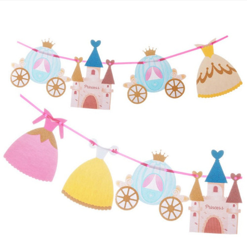nordic ins style princess castle pull flower baby birthday party princess one hundred days old banquet decoration pull flag
