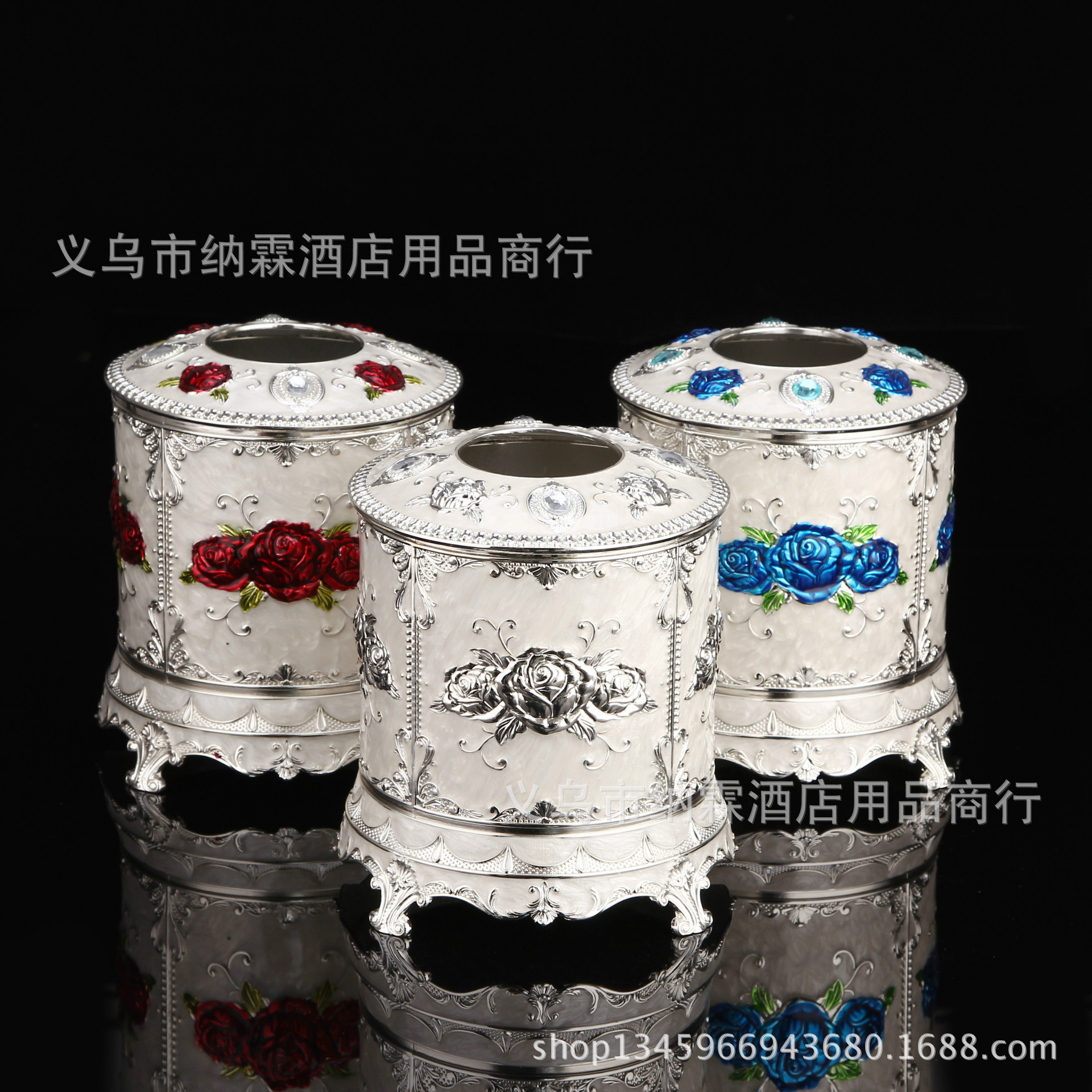 高档镀金欧式卷纸合金纸巾盒酒店酒吧KTV茶室金属抽纸盒装饰用品