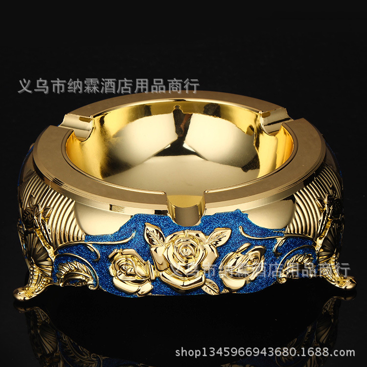 玫瑰19cm14cm新款闪粉欧式金属大号烟灰缸酒店家居KTV酒吧烟缸