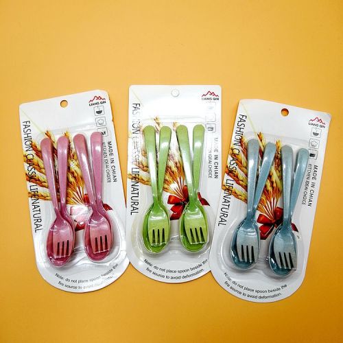 Maiji Pole Spoon Fork Set Solid Color Children‘s Special Spoon Two Yuan Store Department Store Supply Stall