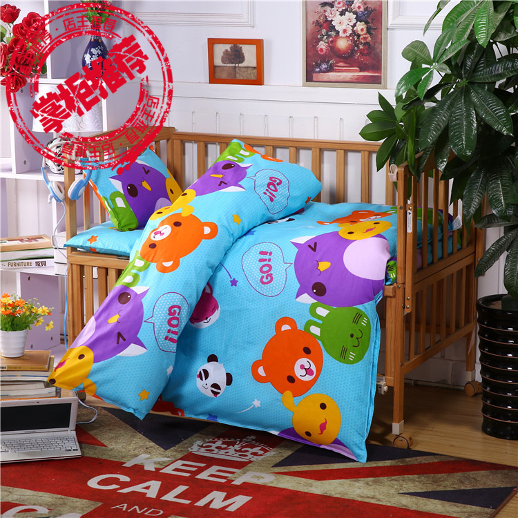 批发订做幼儿全棉园卡通纯棉幼儿园被子三件套纯棉儿童6件套被褥