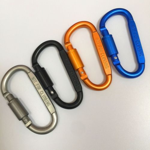 Manufacturer No. 8 D-Shaped with Lock Bold Climbing Button Carabiner Color Climbing Button Carabiner Large D Long Nut Hanging Buckle All Black Hanger