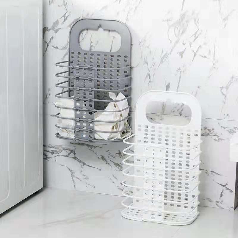 Wall-mounted folding dirty clothes basket pic 3