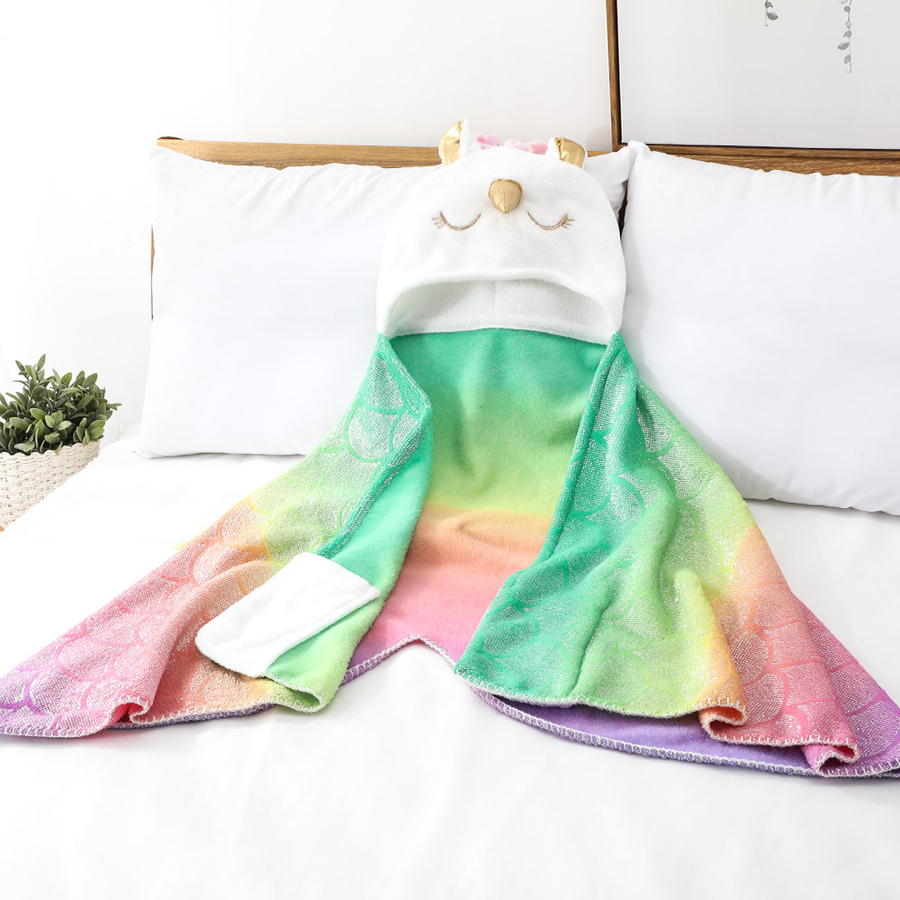Bronzed rainbow unicorn cape TV blanket coral shawl blanket cosplay