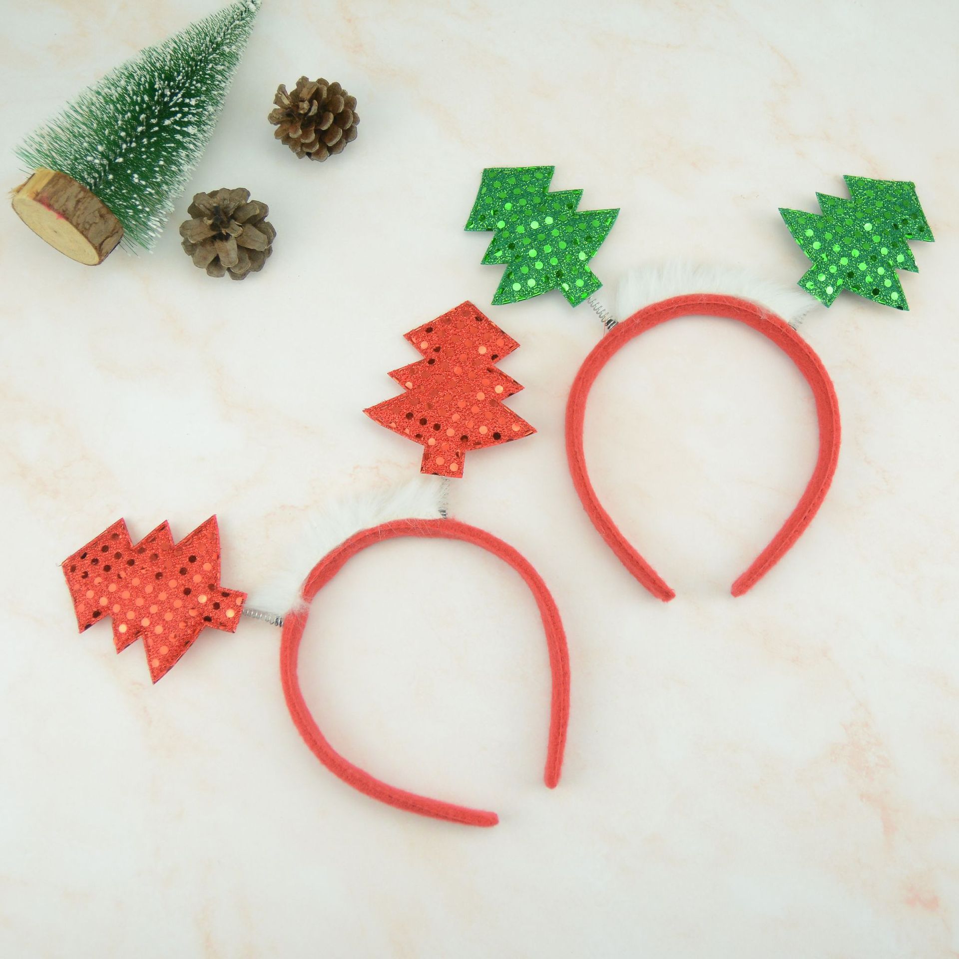 圣诞节头箍 儿童成人亮片布鹿角头箍 派对装品可爱头扣 圣诞装饰