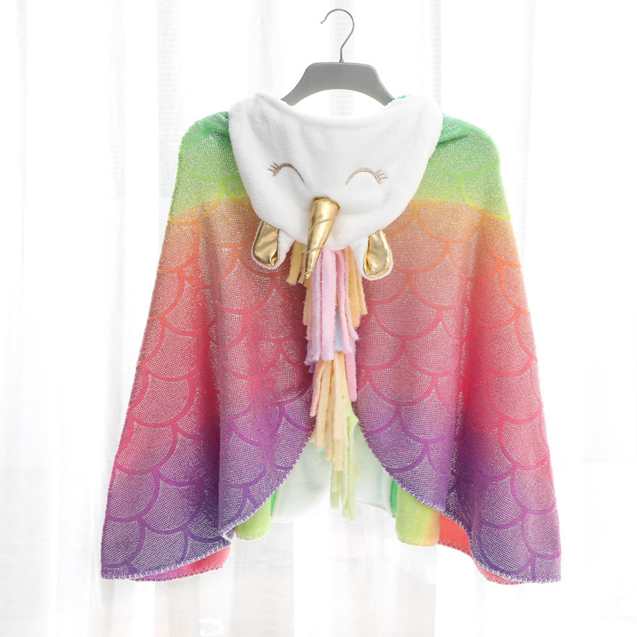 Bronzed rainbow unicorn cape TV blanket coral shawl blanket cosplay