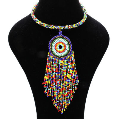 European and American national style fashion tassel necklace getting new Bohemian creative hand - woven rice bead collar collar ornaments