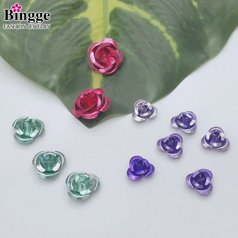 DIY饰品配件 新娘头饰七彩精致立体铁材质小花托 13mm 厂家直销