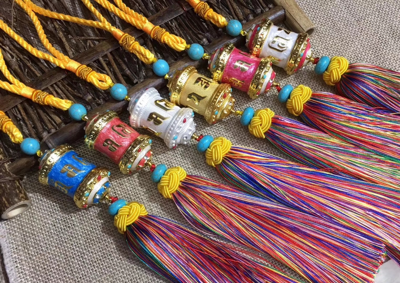 轴承六字箴言转经筒车挂