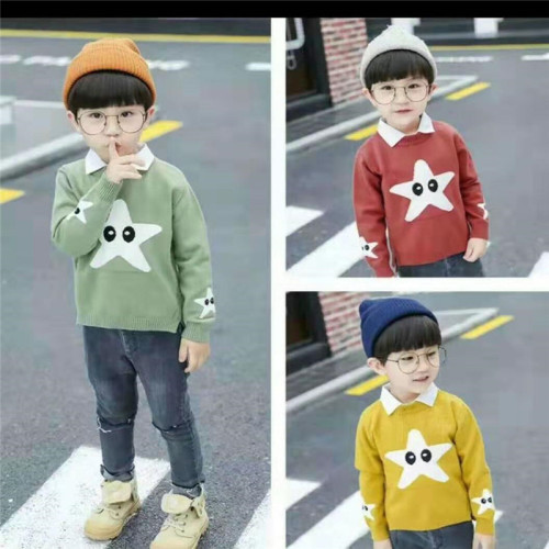 New Children‘s Clothing Bottoming Shirt Autumn and Winter Boys and Girls Korean Style Double-Layer Core-Spun Yarn Sweater Stall children‘s Sweater Wholesale