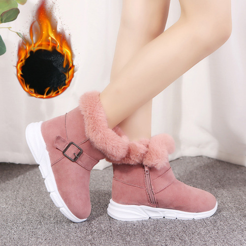 Winter New Children‘s Snow Boots Girls‘ Korean Style Hairy Ball Cotton Boots Baby Non-Slip Wear-Resistant Middle Boots Fashion