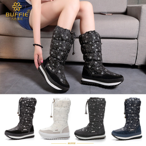 Buffie European and American New Snowflake High Leg Boot Thick Super Soft Fluff One Piece Shipping Snow Boots for Women