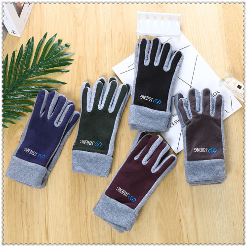 Winter Men‘s Gloves Women‘s Autumn and Winter Outdoor Thickened Warm-Keeping and Cold-Proof Cycling Touch Screen Full Five Finger Gloves
