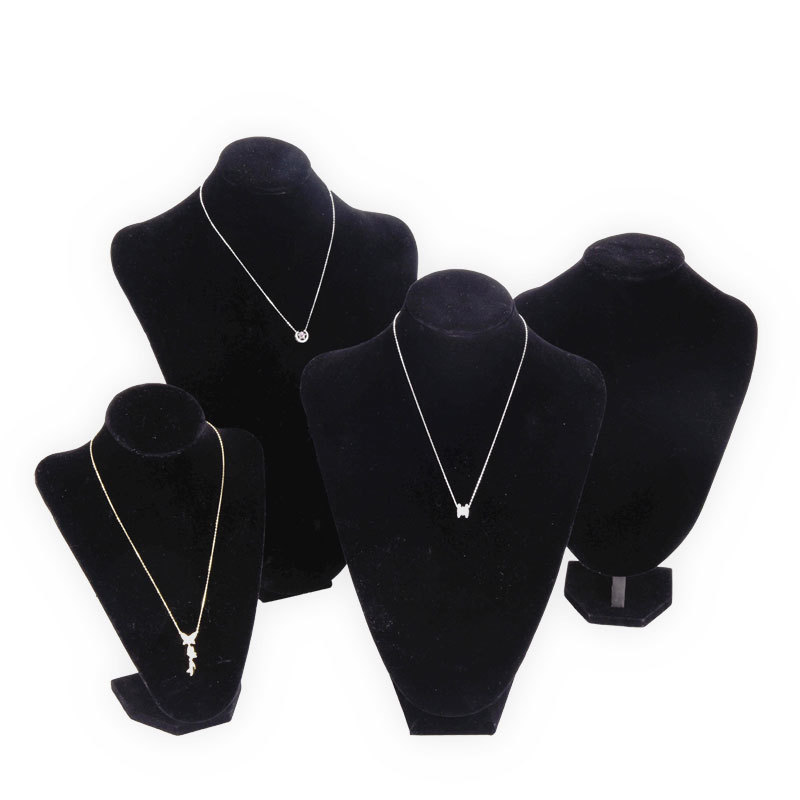 厂家直销黑绒人像项链展示架 假脖子高身模特 毛衣链饰品架子批发