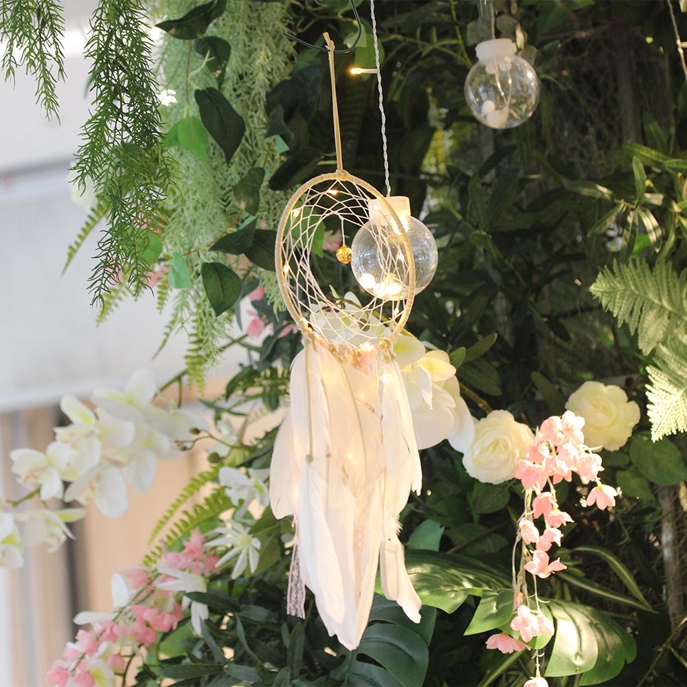 少女水晶白色捕梦网圣诞小夜灯挂饰送朋友生日礼物节日装扮挂饰