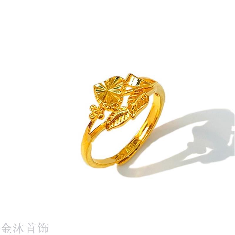 仿黄金戒指女开口批发越南沙金真镀金对戒婚庆欧币可调节时尚戒子