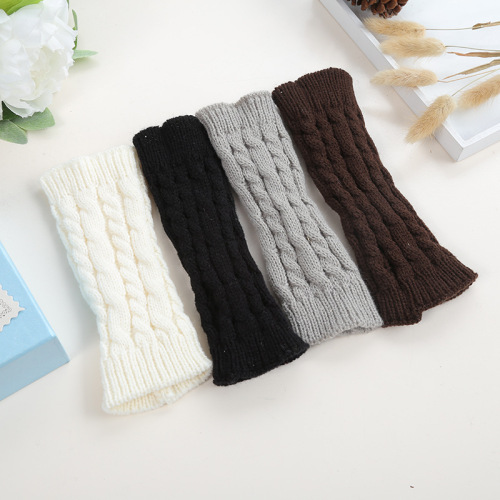 Winter New Half Finger Twist Knitted Gloves Outdoor Windproof Long Sleeve Arm Sleeve Arm Protection Warm Sleeves Wholesale