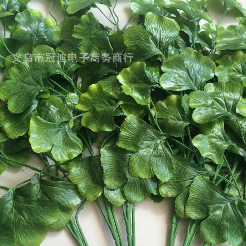 High Simulation Ginkgo Leaf Fake Branches White Yellow Green Pink Modeling Film and Television Props Wedding Supplies Factory Direct Wholesale 
