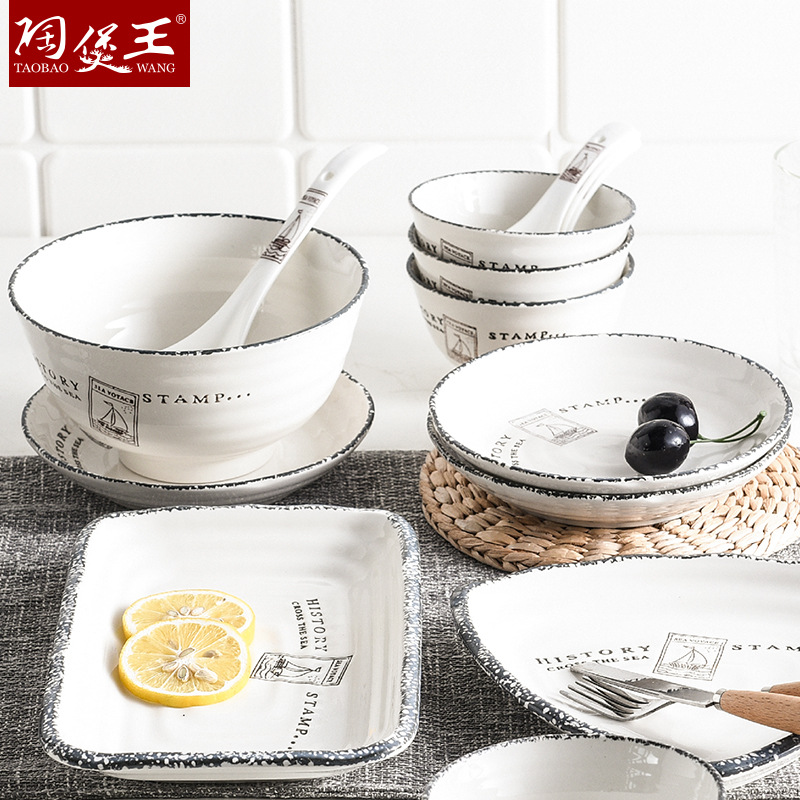 创意礼品居家一帆风顺陶瓷碗盘勺餐具名流潮州窑套装批发促销高档