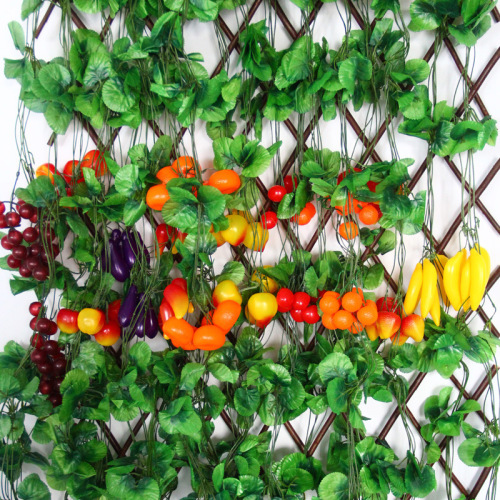 Emulational Fruit Green Rattan Artificial Flower Plastic Fake Apple Leaf Grape Cluster Ceiling Rattan Decoration Wholesale