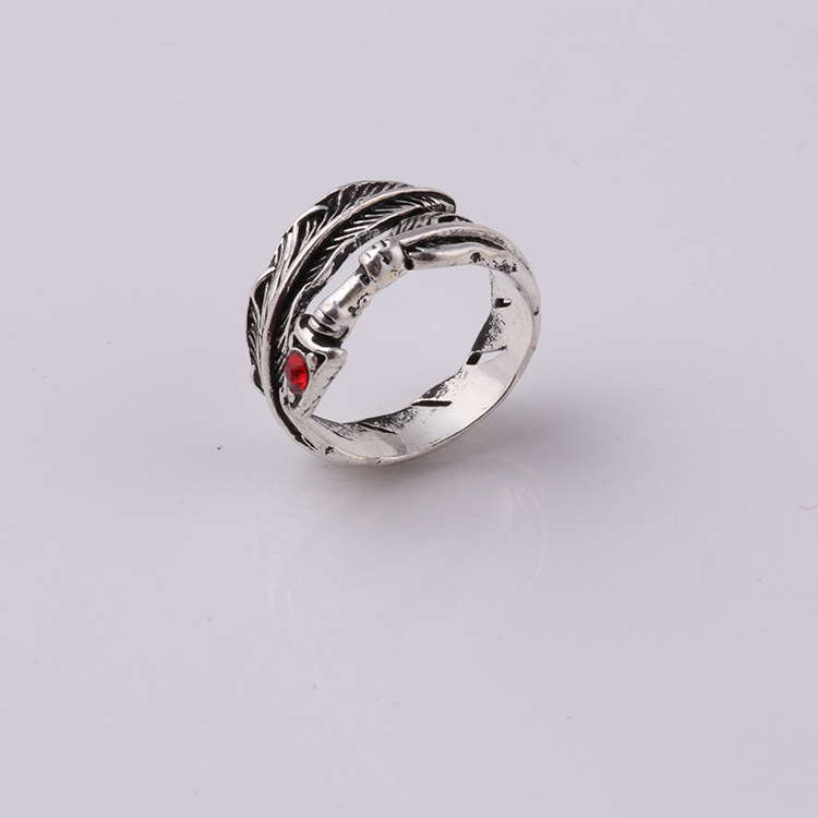 男士合金戒指 潮男霸气指环羽毛