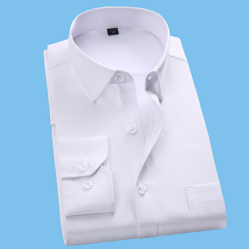 秋季新款商务正装白色衬衫男长袖超细旦细斜纹修身高性价比男衬衣