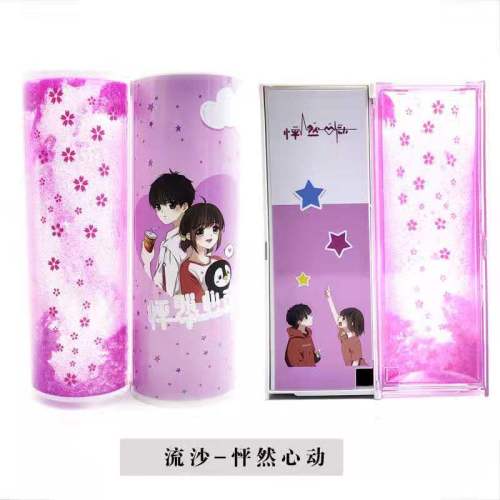 internet celebrity oil quicksand stationery box multifunctional large capacity primary school student large capacity transparent cylindrical pencil case