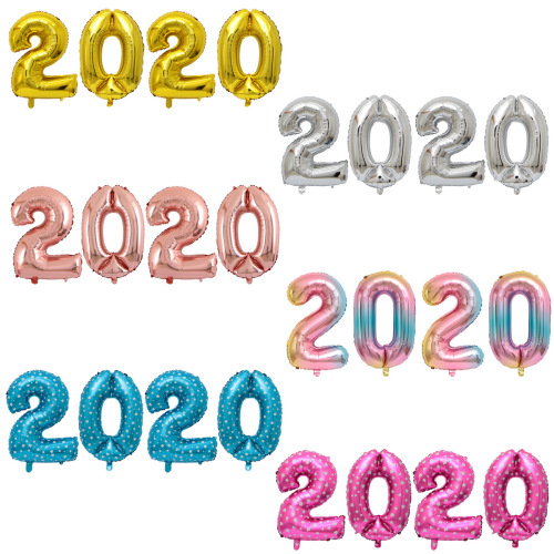 30-Inch 2020 Digital Balloon Combo Set 2020 Happy New Year HappyNewYear Aluminum Film Balloon