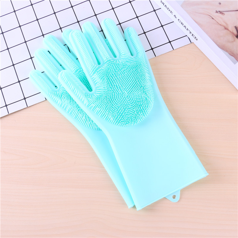 Multifunctional magic silica gel dishwashing gloves household cleaning kitchen appliances waterproof insulation non - stick oil thickened waterproof