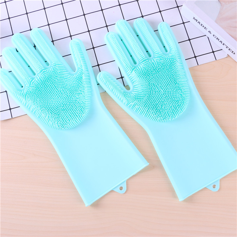 Multifunctional magic silica gel dishwashing gloves household cleaning kitchen appliances waterproof insulation non - stick oil thickened waterproof