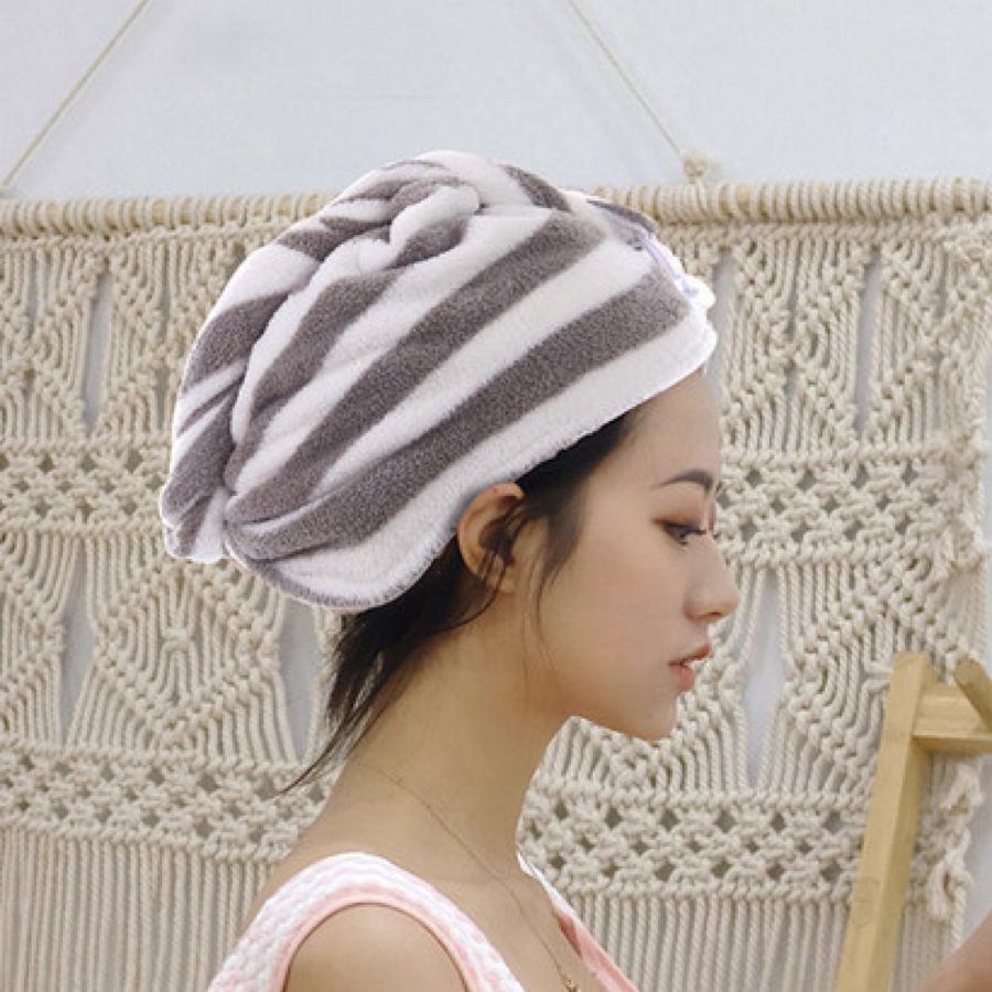 Dry hair cap coral wool cationic polyester polyamide absorbent fabric thickened quick bath cap