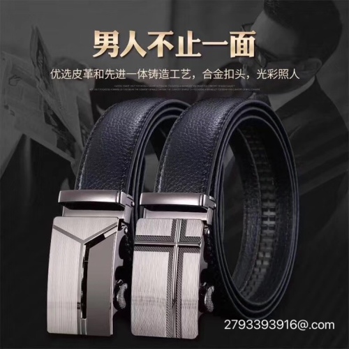 men‘s leather belt men‘s black automatic buckle belt business belt factory direct spot supply