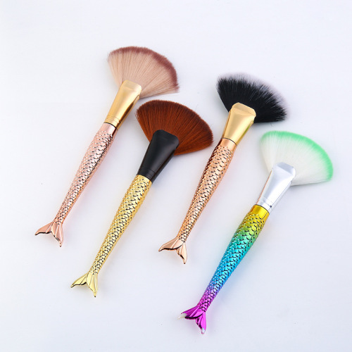 2019 fish scale handle thread handle residual brush long frosted fan-shaped loose brush fashion cosmetics factory direct batch