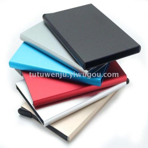 new aluminum alloy card box credit card wallet multi-function automatic pop-up card box， rfid anti-theft credit card bag
