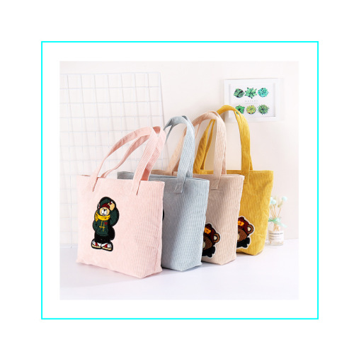 spot wholesale ins original korean style corduroy zipper canvas women‘s bag large capacity artistic all-match shoulder bag