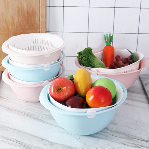 Household vegetable basket fruit wash basin asphalt basket plastic sieve large hollowout vegetable sieve kitchen supplies vegetable basket