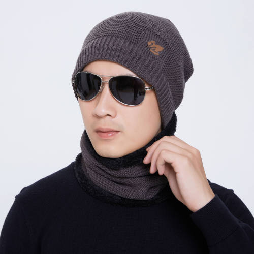 Scarf Integrated with Hat Ear Protection Thickened Velvet Warm Closed Toe Wool Cap Knitted Hat
