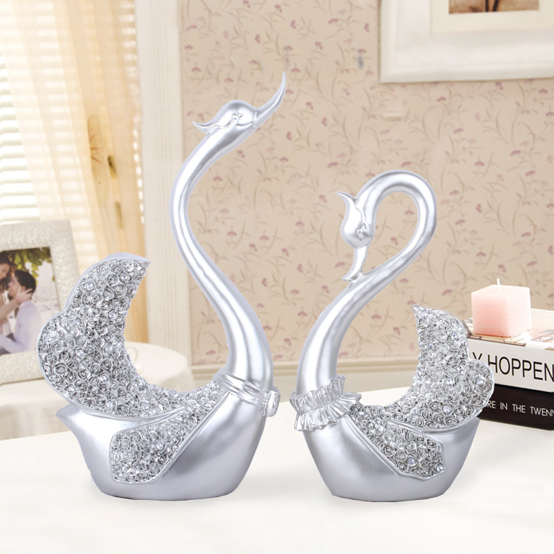 树脂摆件工艺品 欧式情侣天鹅家居装饰品 婚庆礼品 酒柜摆设