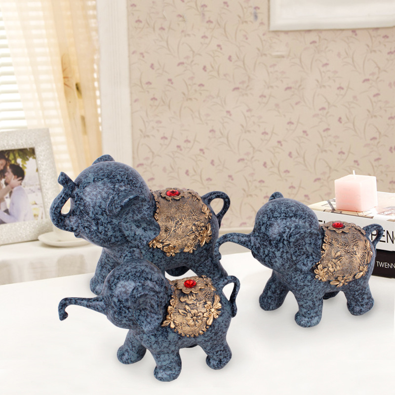 树脂工艺品 可爱酒红色三连大象 创意 家居装饰礼品 特价批发