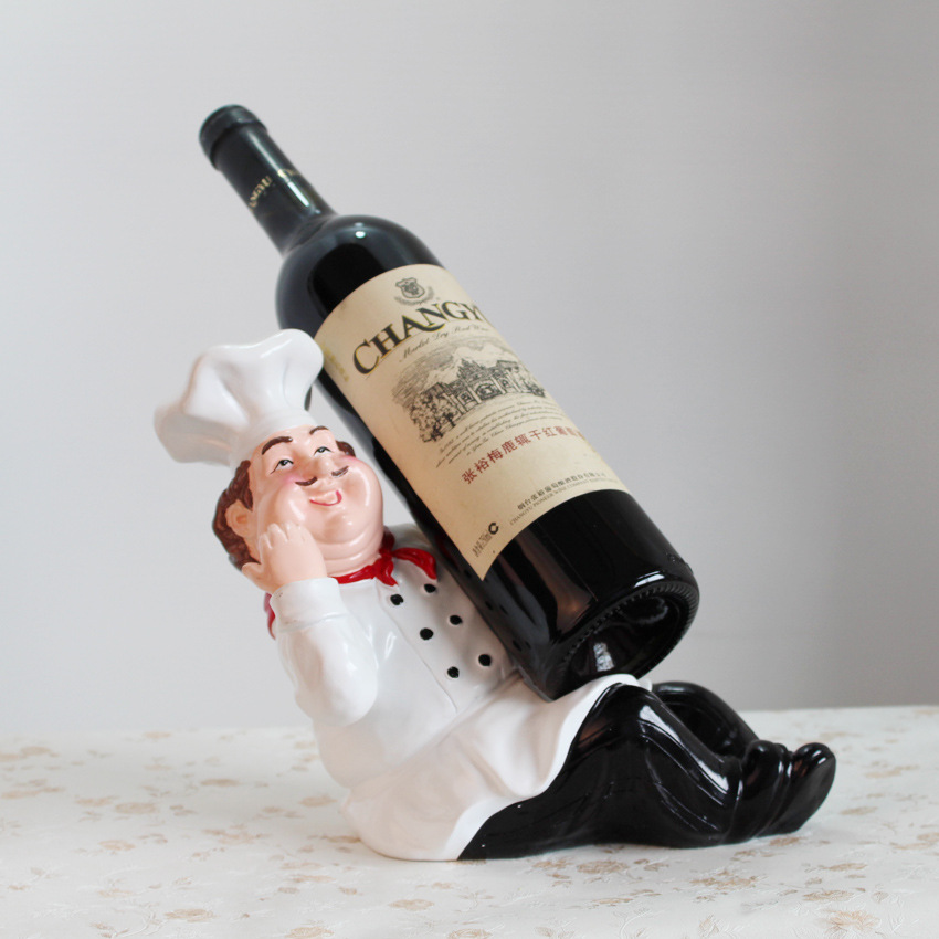 树脂工艺品  欧式厨师酒架家居装饰摆件 红酒架摆设 酒柜装饰品