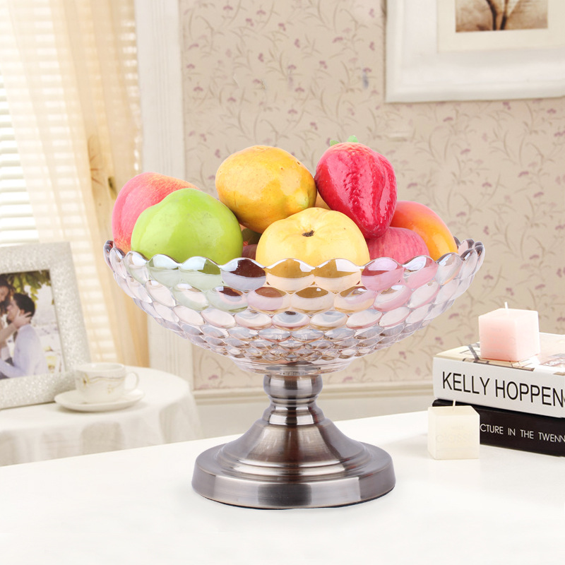 欧式水果盘创意奢华高档玻璃客厅装饰礼品器皿茶几家居实用摆件