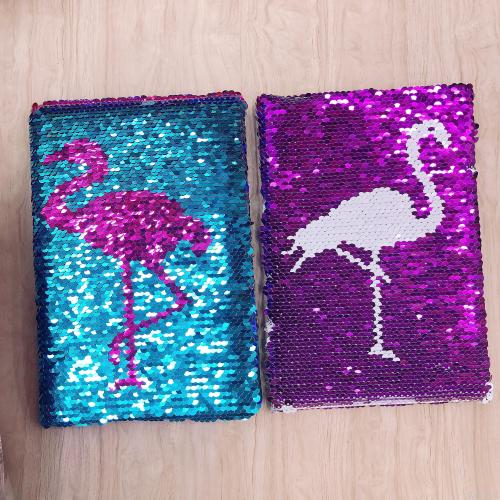 Xinmiao Creative Fish Scale Notebook 5mm Flip Color Sequin Book Flamingo Shape Two Sides Reverse Reversible