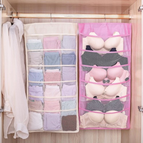 non-woven cloth underwear storage bag double-sided hanging 360 rotating makeup underwear socks bra buggy bag
