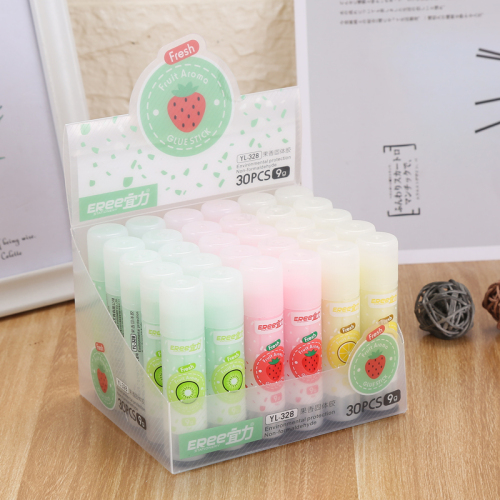 10 seconds quick adhesive glue stick fruit color colloid sticker glue lipstick glue student office korean item no. yili
