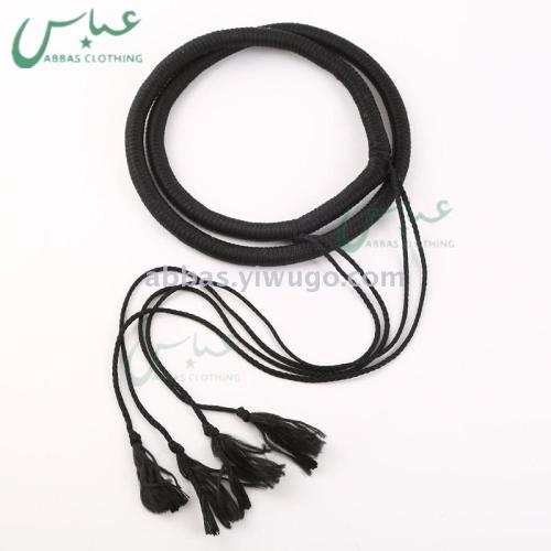 tassel decoration men‘s scarf headband pure black arabic headband can be customized