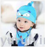 Newborn Baby Cartoon Printed Fox Hat Pull Hat Head Protection Wind 0-36 Months Baby Hat