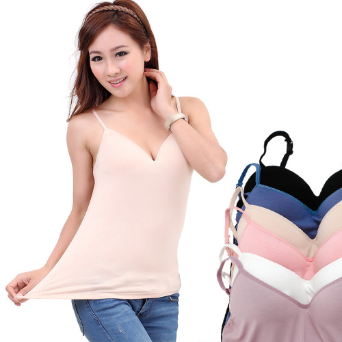 Summer Korean Style Women‘s Modal Camisole without Steel Ring One-Piece with Chest Pad Vest Bottoming Shirt Wholesale