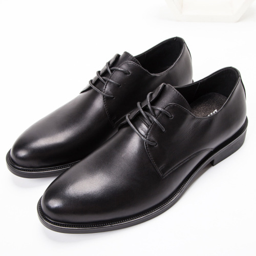 2019 autumn and winter new genuine leather men‘s lace-up business leather shoes low heel simple comfortable work men‘s shoes wholesale